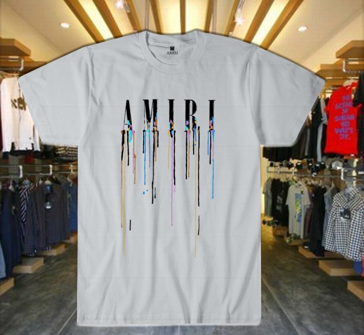 Drip Letter Print Unisex T-shirt Light Blue