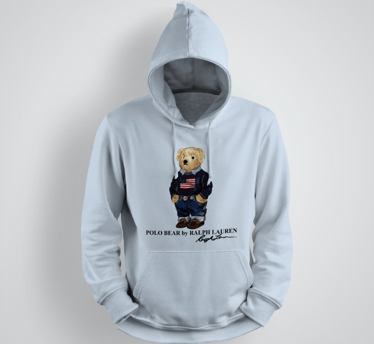 Classic Bear Hoodie Unisex Pullover Light Blue