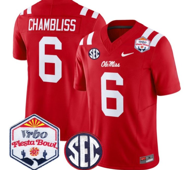 Trinidad Chambliss 6 Ole Miss Rebels Football Jersey 2026 Fiesta Bow Vapor Patch All Stitched