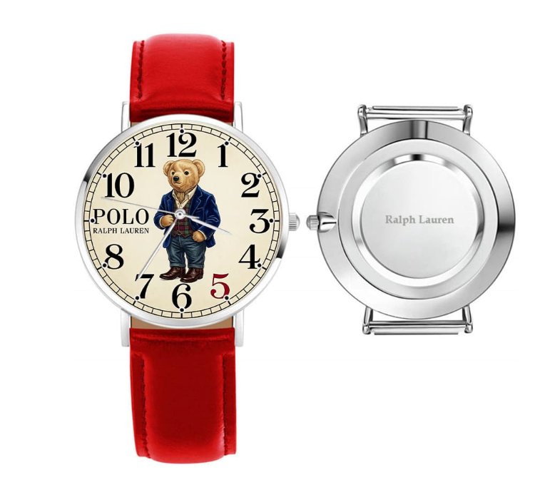 Smart Navy Jacket Teddy Bear Mens Wrist Watch225 Leather Red