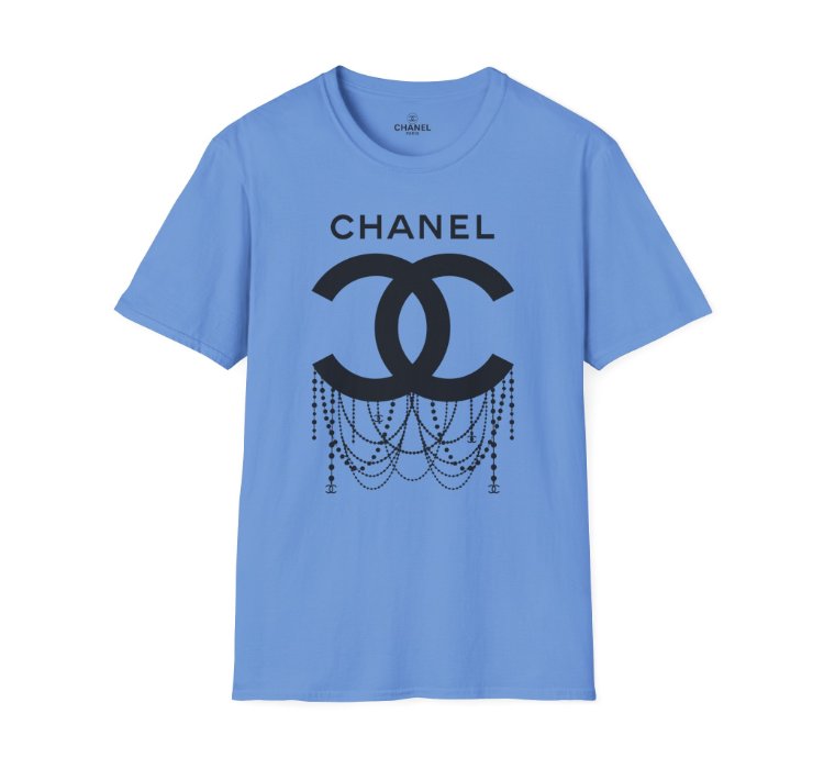 Chanel Logo Necklace Carolina Blue T-shirt - Size Usa