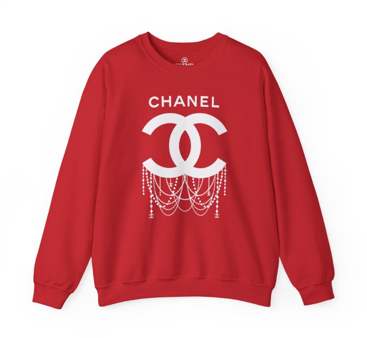 Chanel Logo Necklace Red Sweatshirt - Size Usa