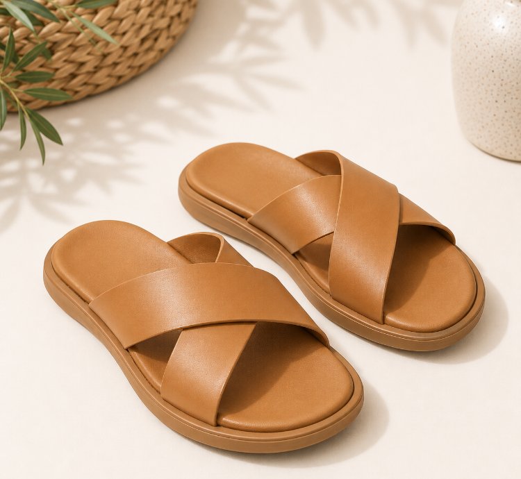 Mens Leather Slide Sandals Handmade Tan Sandals