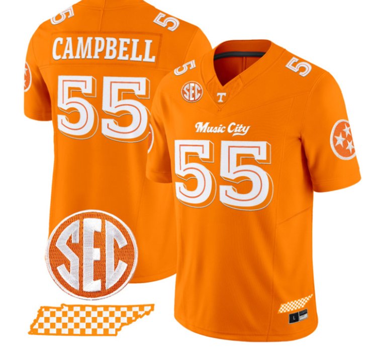 Amare Campbell Jersey 55 Tennessee Vols Music City Edition Stitched Orange