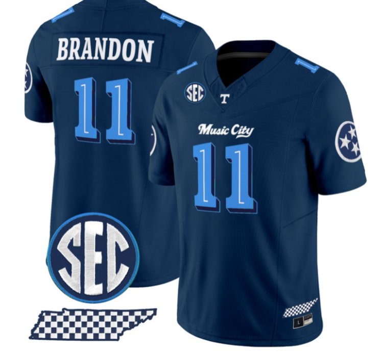 Faizon Brandon Jersey 11 Tennessee Vols Music City Edition Stitched Navy