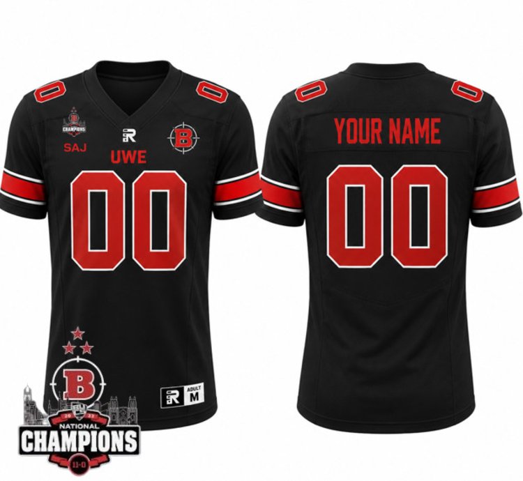 Custom Uwe Bullets Football Jersey National Champions Patch All Stitched Black