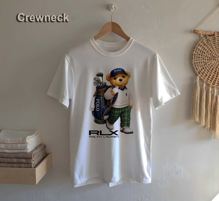 Polo T-shirt Bear Playing Golf Design For Men Us Size