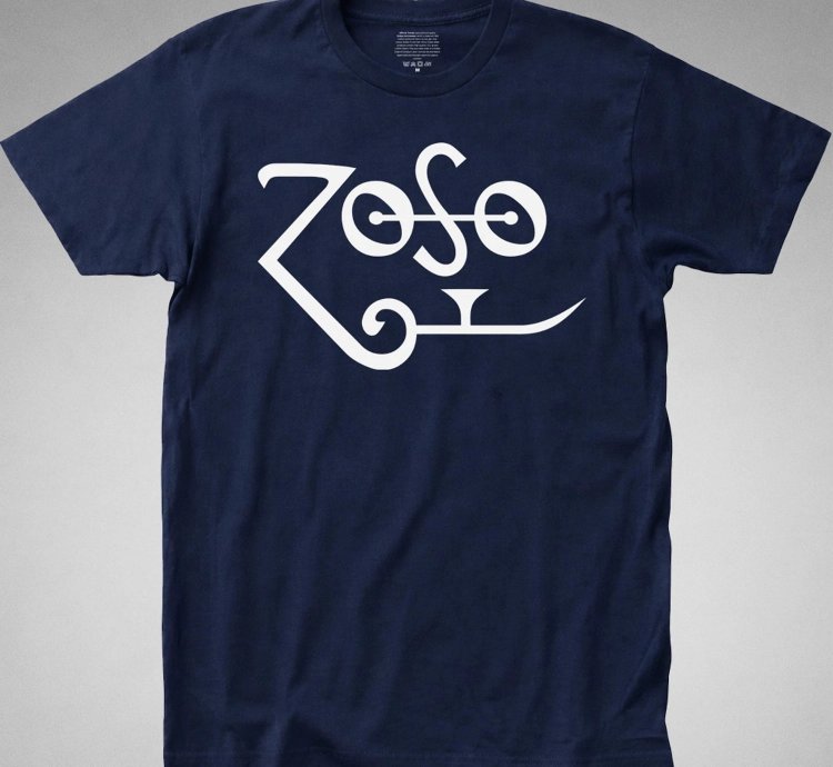 Zoso T-shirt Jimmy Page Plant Zeppelin Robert Classic Rock 70s Vintage Logo Navytee