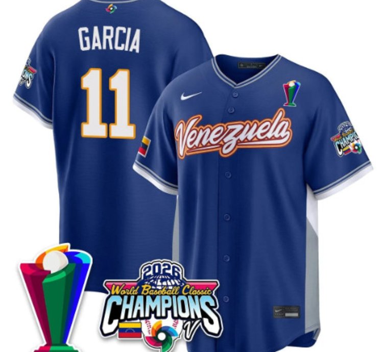 Maikel Garcia 11 Venezuela Baseball Jersey 2026 World Baseball Classic Champions Limited Stitched