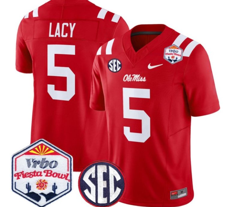 Kewan Lacy 5 Ole Miss Rebels Football Jersey 2026 Fiesta Bow Vapor Patch All Stitched