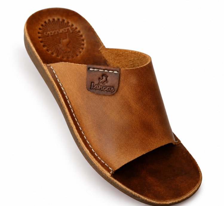 Mens 100 Genuine Cow Leather Sandals In Tan
