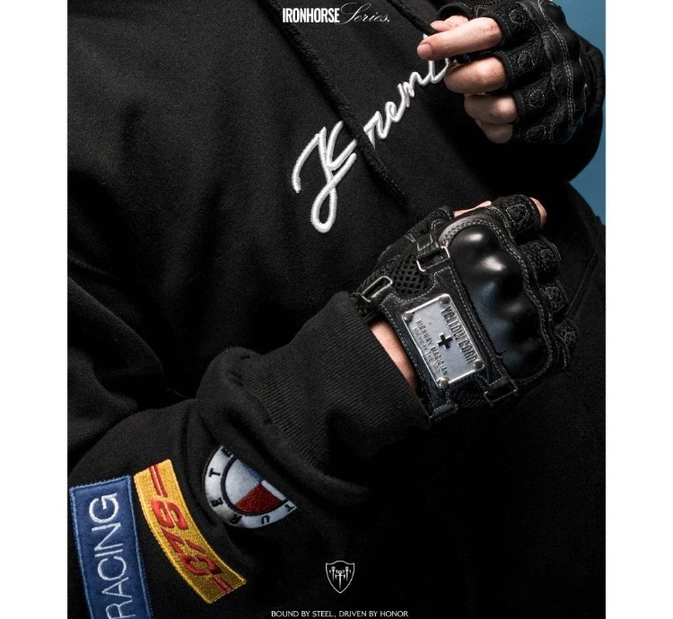 Kremlin - Racer Pullover Hoodie Embroidered Ironhorse Series Black