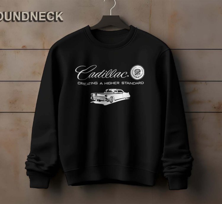Cadillac Logo Sweatshirt Elegant Classic Car Design Us Size