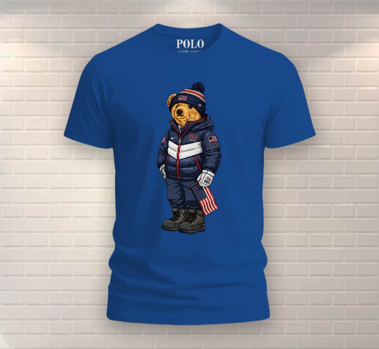Patriotic American Bear Shirt Blue
