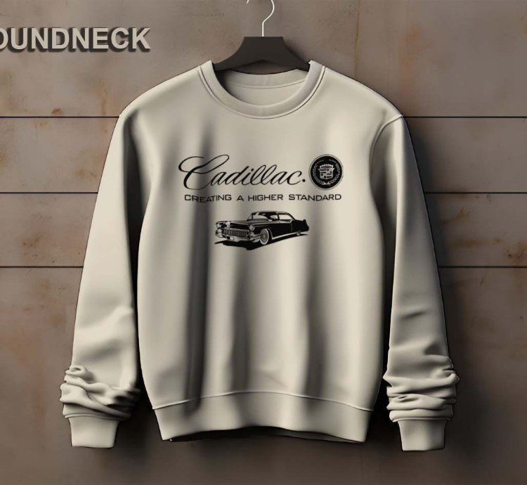 Cadillac Logo Sweatshirt Elegant Classic Car Design Us Size