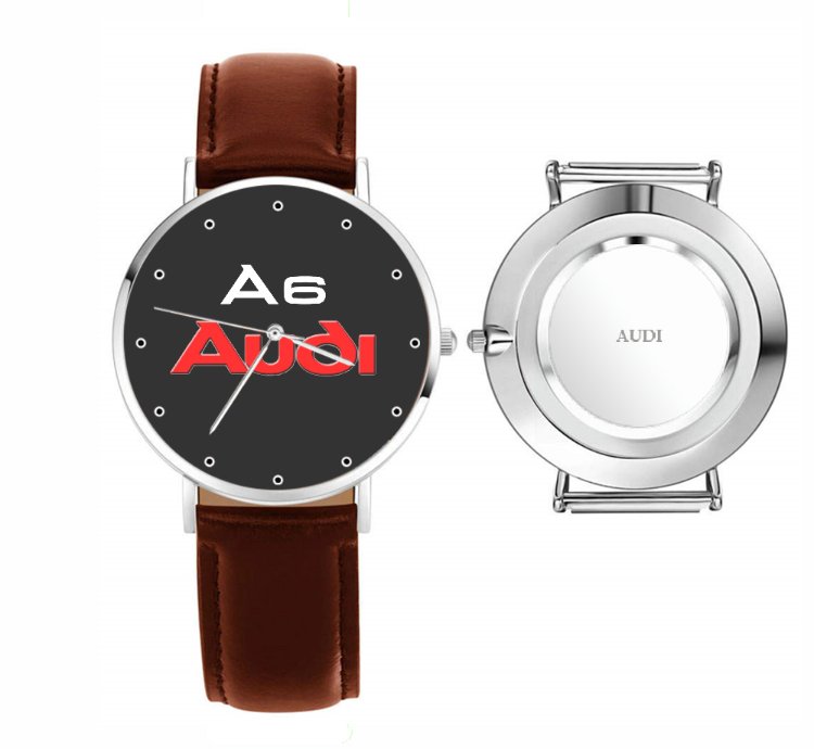 Audi A6 Logo Sport Watch Metal Band Stainless Steel