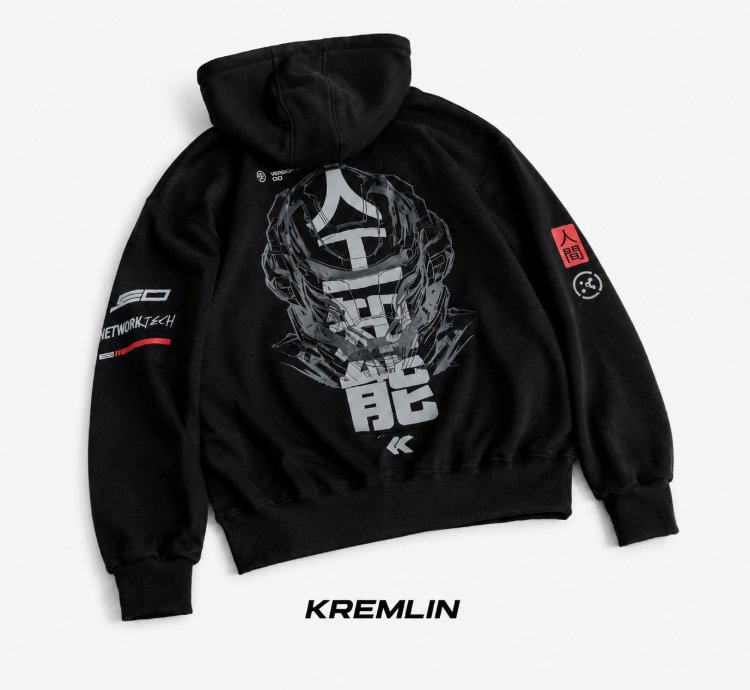 Kremlin Neo Hoodie - Zipper Hoodie Black Cybertech