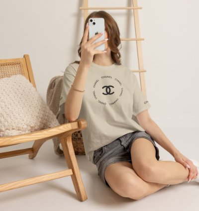 Chanel Logo Circle Sand T-shirt - Size Usa