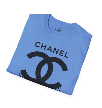 Chanel Logo Necklace Carolina Blue T-shirt - Size Usa