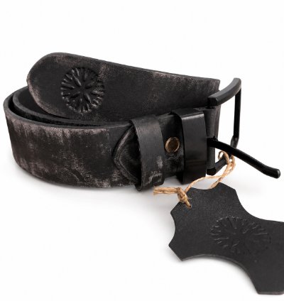 Handmade Genuine Cow Leather Belt Black Washing