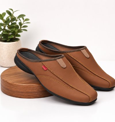 Mens Leather Slip On Mule Shoes Casual Comfort Sandals Lightweight Everyday Walking Footwear Gift For Him In Tan