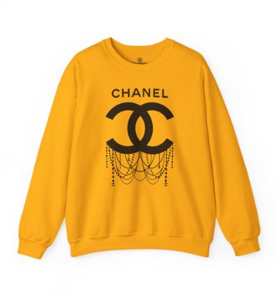 Chanel Logo Necklace Gold Sweatshirt - Size Usa