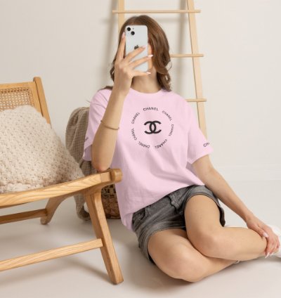 Chanel Logo Circle Light Pink T-shirt - Size Usa