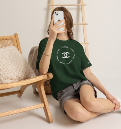 Chanel Logo Circle Forest Green T-shirt - Size Usa