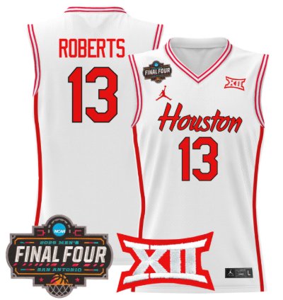 Jwan Roberts Jersey 13 Houston Cougars 2025 Final Four Patch Stitched White