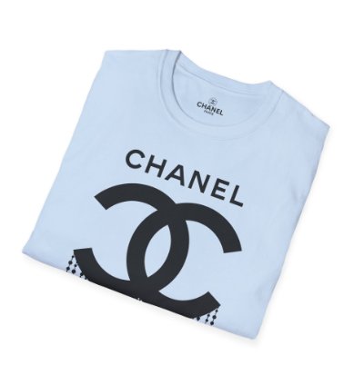 Chanel Logo Necklace Light Blue T-shirt - Size Usa