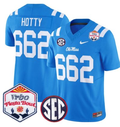 Hotty 662 Ole Miss Rebels Football Jersey 2026 Fiesta Bow Vapor Patch All Stitched