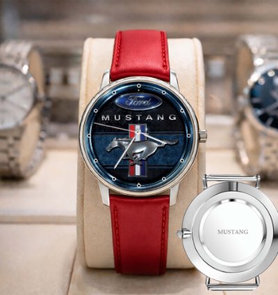 Mustang Logo Classic Watch For Men With Silver Steel Strap