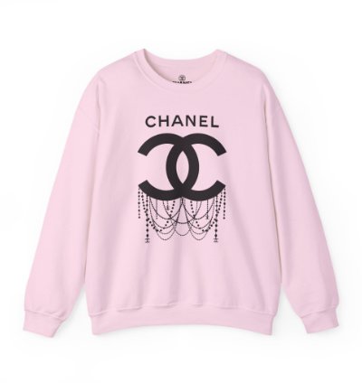 Chanel Logo Necklace Light Pink Sweatshirt - Size Usa