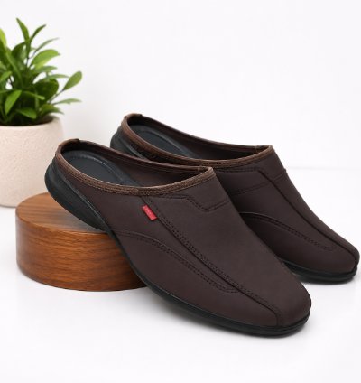 Mens Leather Slip On Mule Shoes Casual Comfort Sandals Lightweight Everyday Walking Footwear Gift For Him In Brown