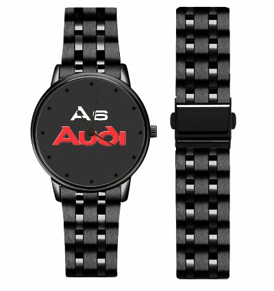 Audi A6 Logo Sport Watch Metal Band Stainless Steel