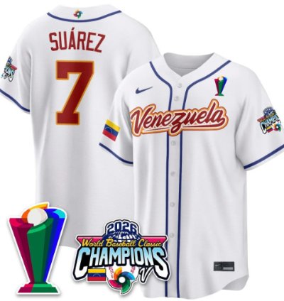 Eugenio Suarez 7 Venezuela Baseball Jersey 2026 World Baseball Classic Champions Limited Stitched
