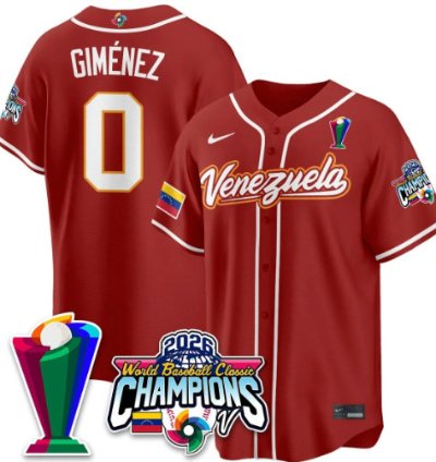 Andres Gimenez 0 Venezuela Baseball Jersey 2026 World Baseball Classic Champions Limited Stitched