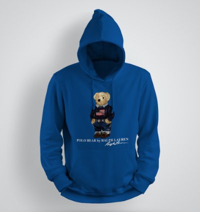 Classic Bear Hoodie Unisex Pullover Royal Blue