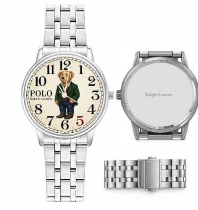 Elegant Ivy Style Teddy Bear Mens Wrist Watch221 Silver Steel