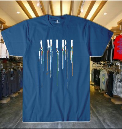 Drip Letter Print Unisex T-shirt Royal Blue