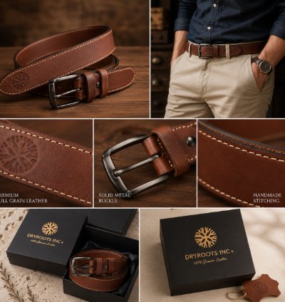 Handmade Genuine Cow Leather Belt Natural Vegtan