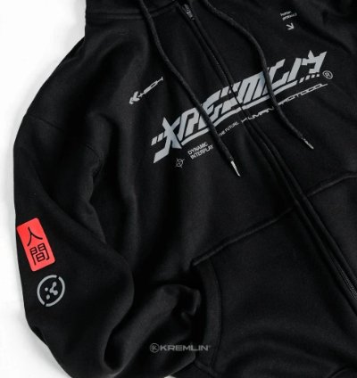 Kremlin Neo Hoodie - Zipper Hoodie Black Cybertech
