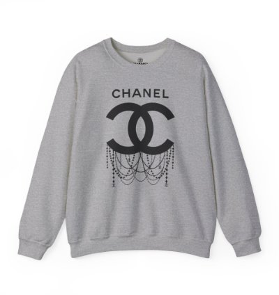 Chanel Logo Necklace Grey Sweatshirt - Size Usa