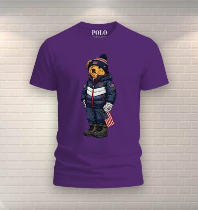 Patriotic American Bear Shirt Purple