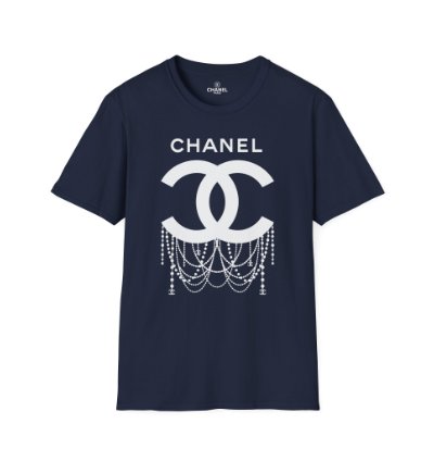 Chanel Logo Necklace Navy T-shirt - Size Usa