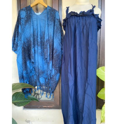 Rayon Kimono And Maxi Dress Set