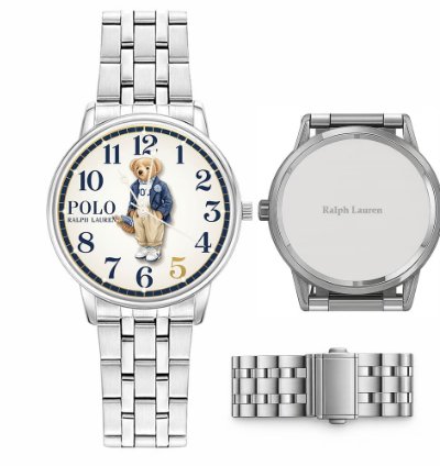 Elegant Preppy Flower Basket Bear Cream Dial Watch237 Silver Steel