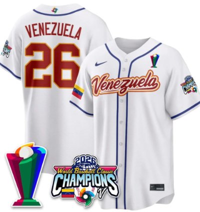 Venezuela 26 Venezuela Baseball Jersey 2026 World Baseball Classic Champions Limited Stitched