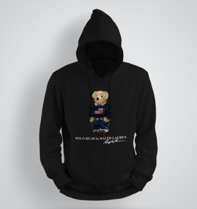 Classic Bear Hoodie Unisex Pullover Black