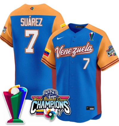 Eugenio Suarez 7 Venezuela Baseball Jersey 2026 World Baseball Classic Champions Limited Stitched